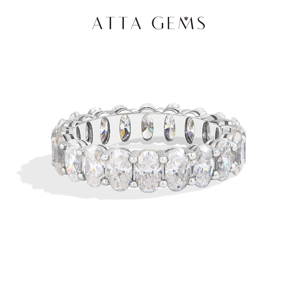 Vixonna Oval Cut Full Moissanite Eternity Ring 925 Silver D Color VVS1