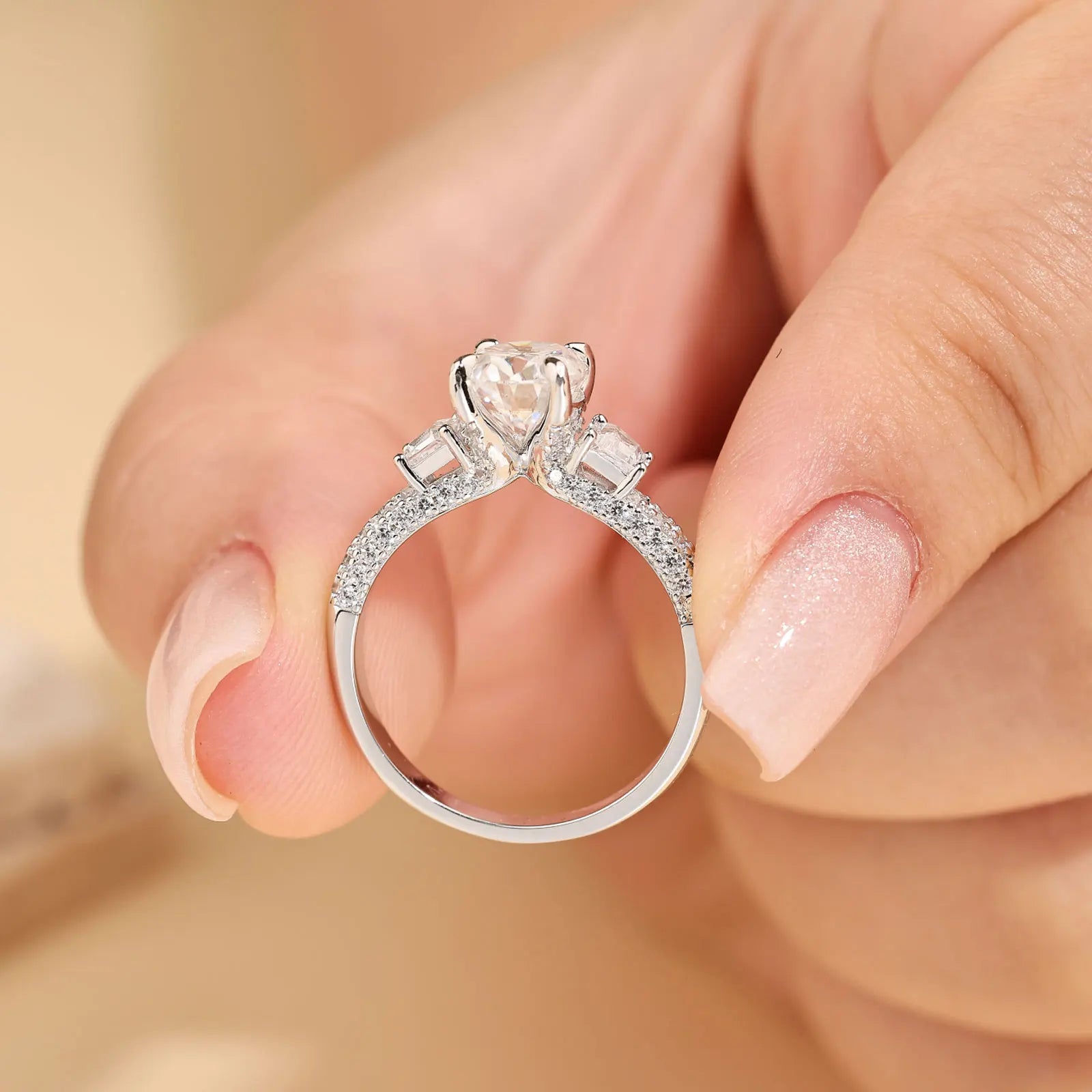 Vixonna Oval Cut Moissanite Engagement Ring 2ct D Color 925 Silver VVS1