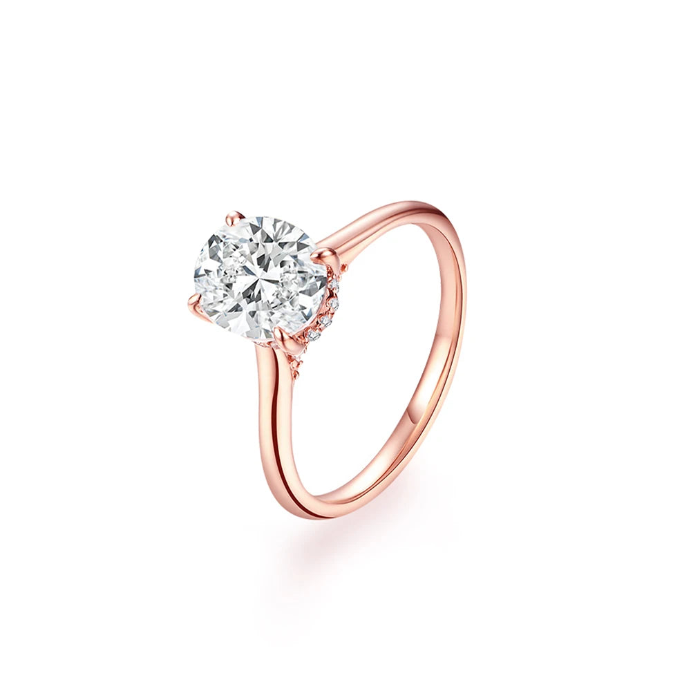Vixonna Oval Cut Moissanite Engagement Ring 2ct D Color 925 Silver VVS1