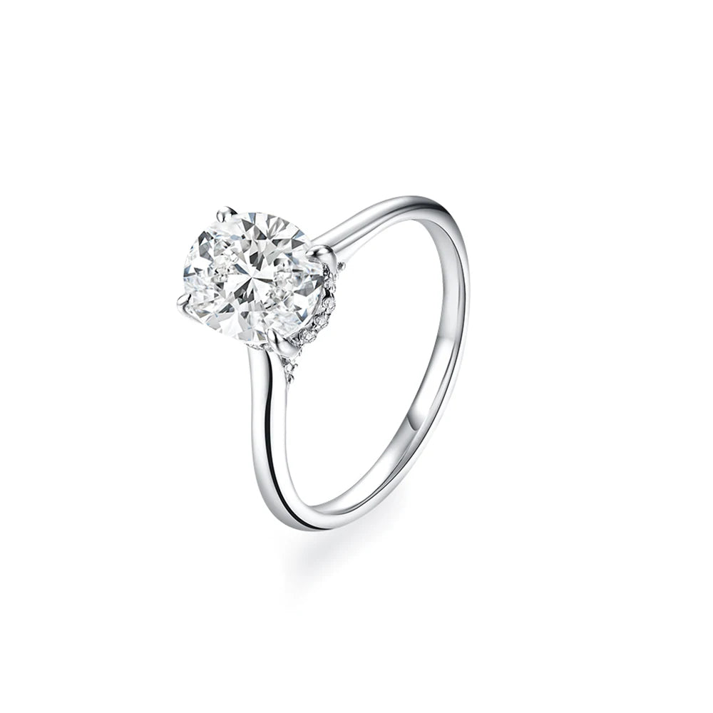 Vixonna Oval Cut Moissanite Engagement Ring 2ct D Color 925 Silver VVS1