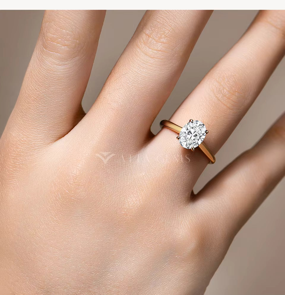 Vixonna Oval Cut Moissanite Engagement Ring 925 Silver D Color VVS1