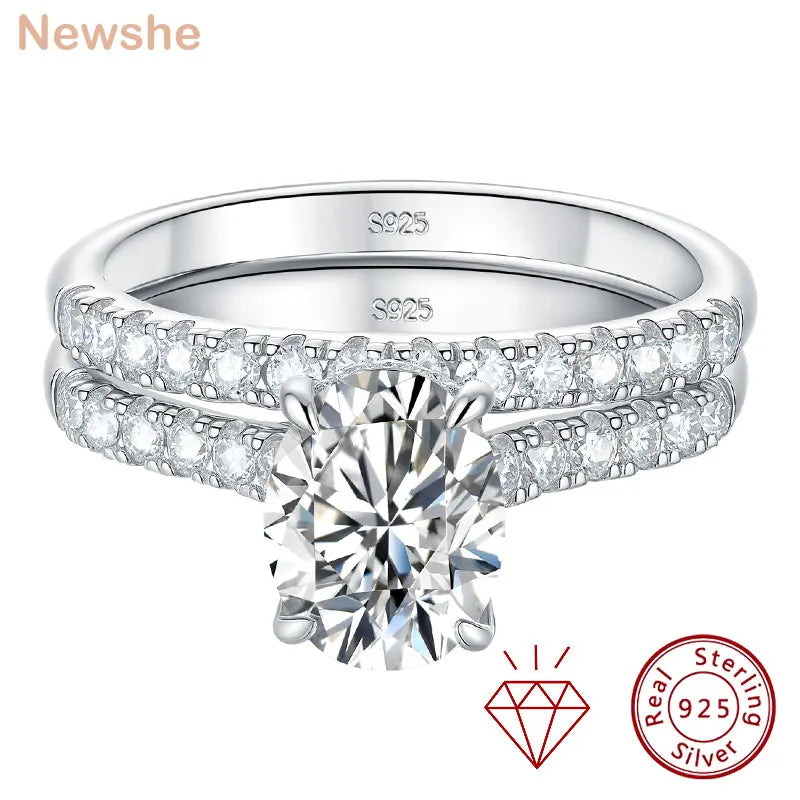 Vixonna Oval Cut Moissanite Wedding Ring Set 2ct 925 Silver D Color VVS1