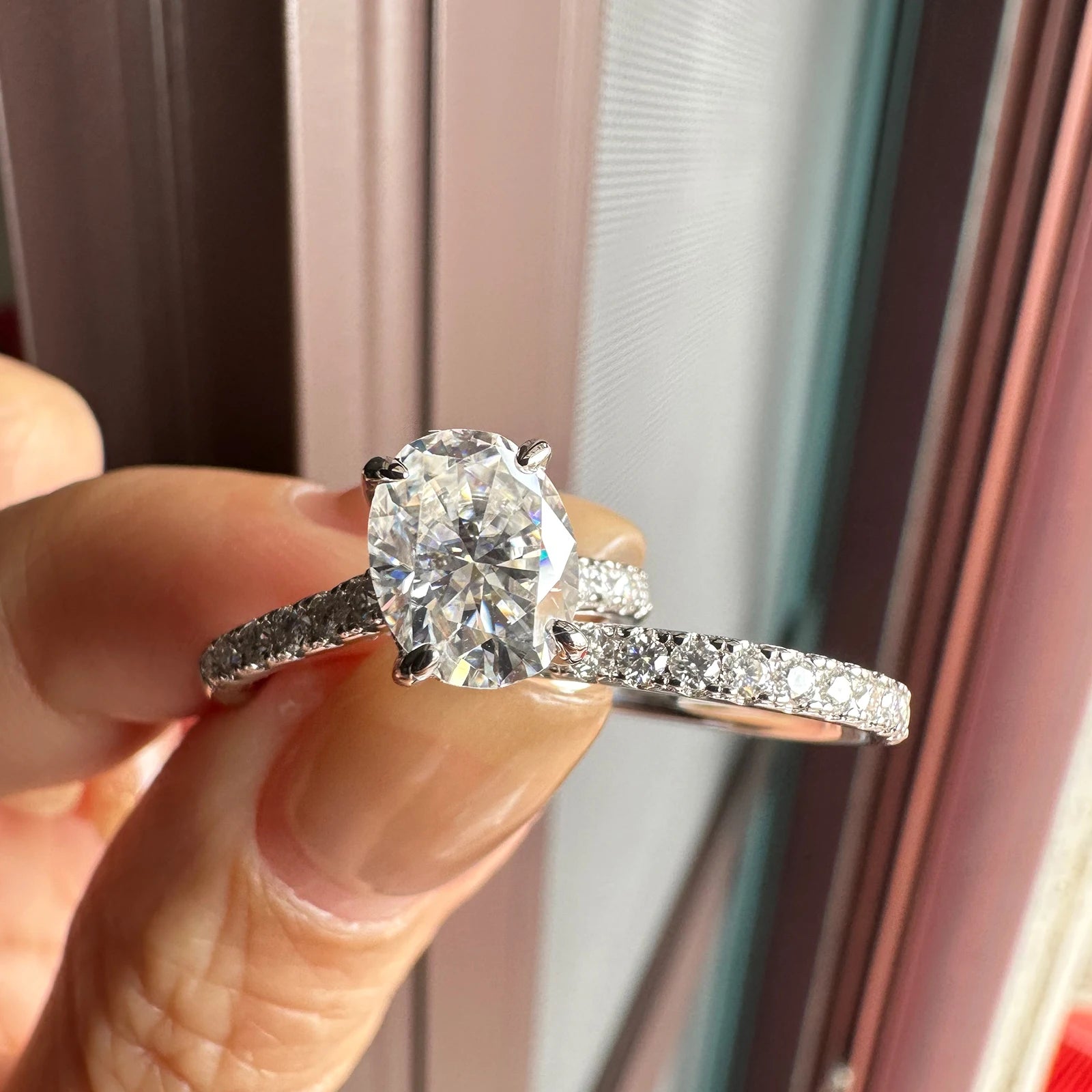 Vixonna Oval Cut Moissanite Wedding Ring Set 2ct 925 Silver D Color VVS1