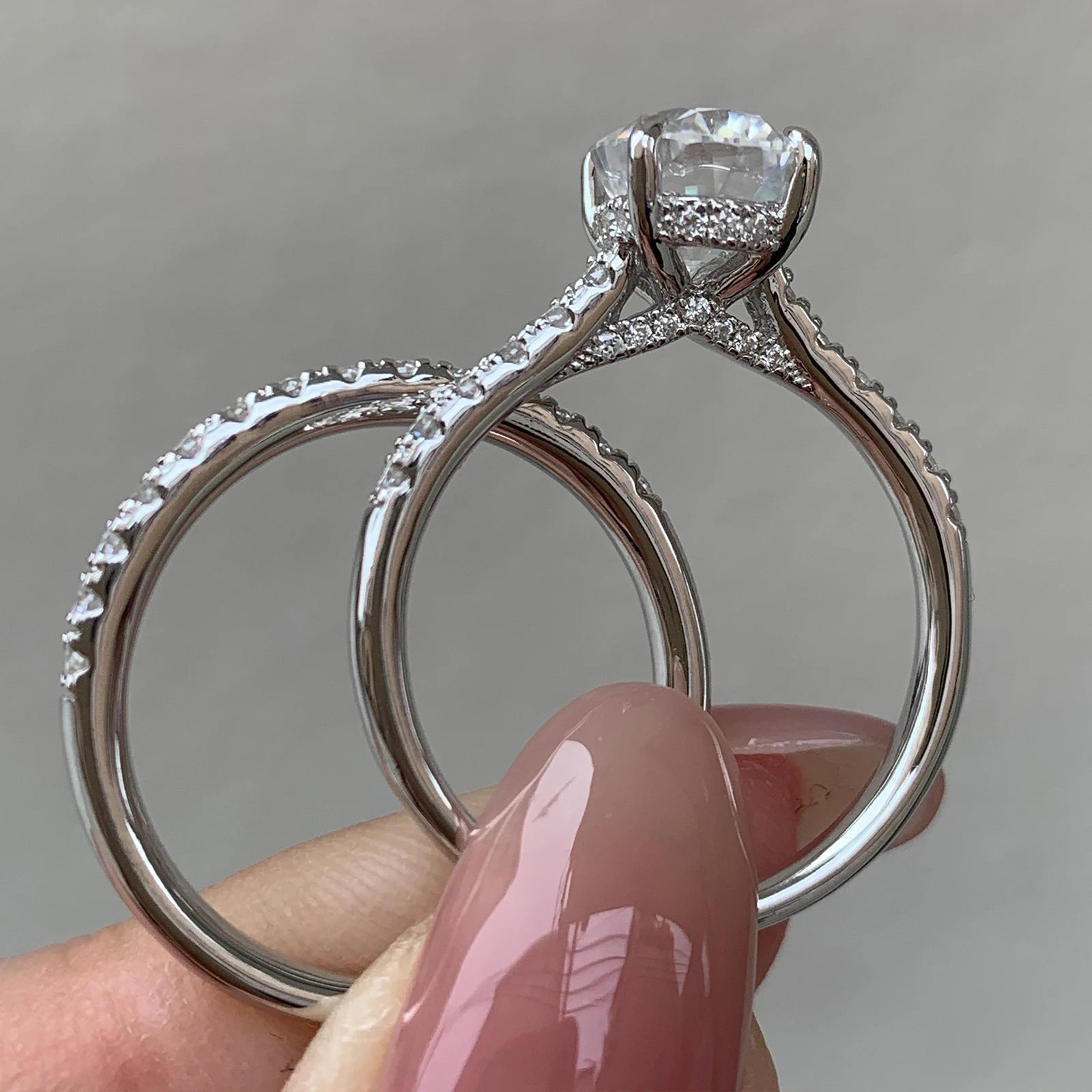Vixonna Oval Cut Moissanite Wedding Ring Set 2ct 925 Silver D Color VVS1