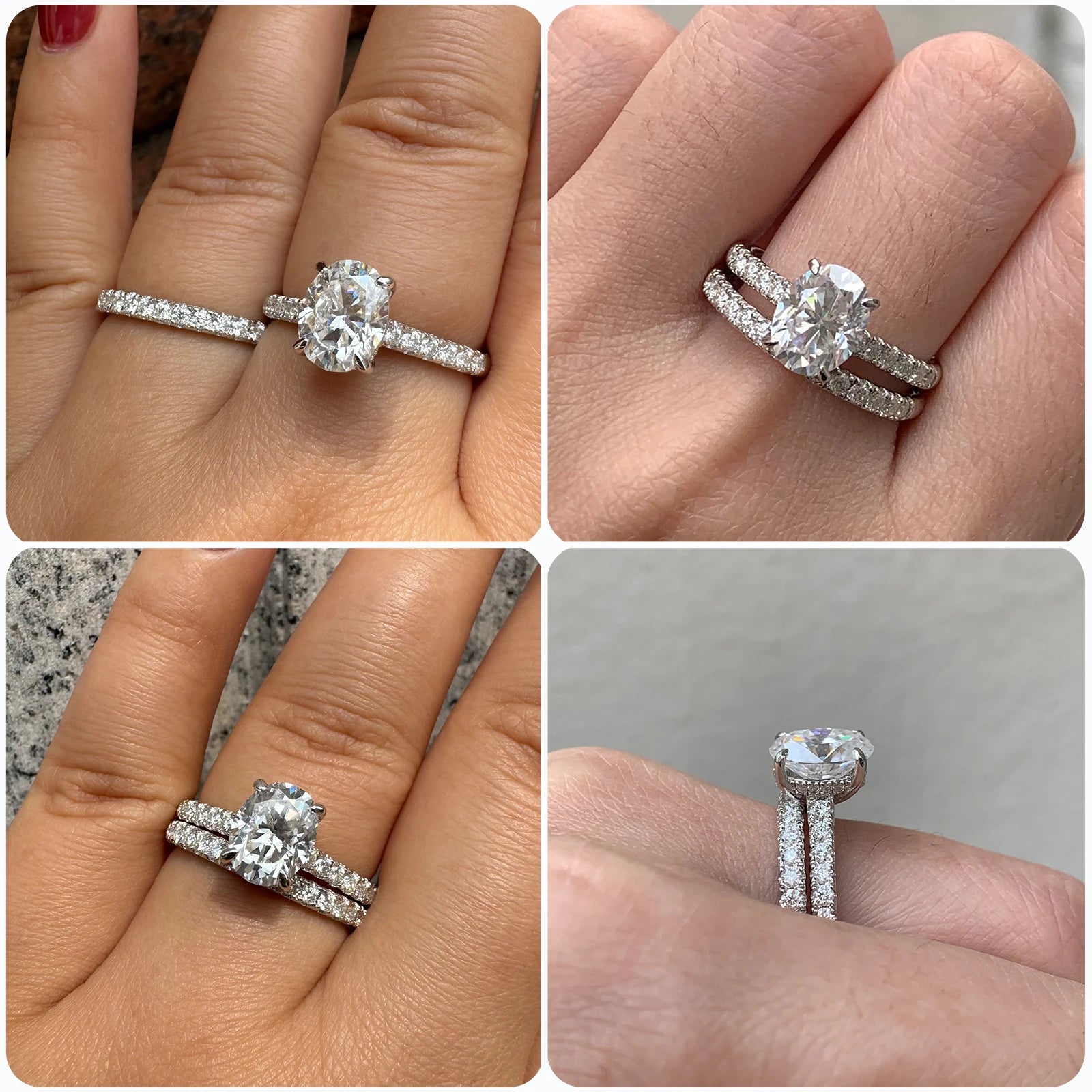 Vixonna Oval Cut Moissanite Wedding Ring Set 2ct 925 Silver D Color VVS1