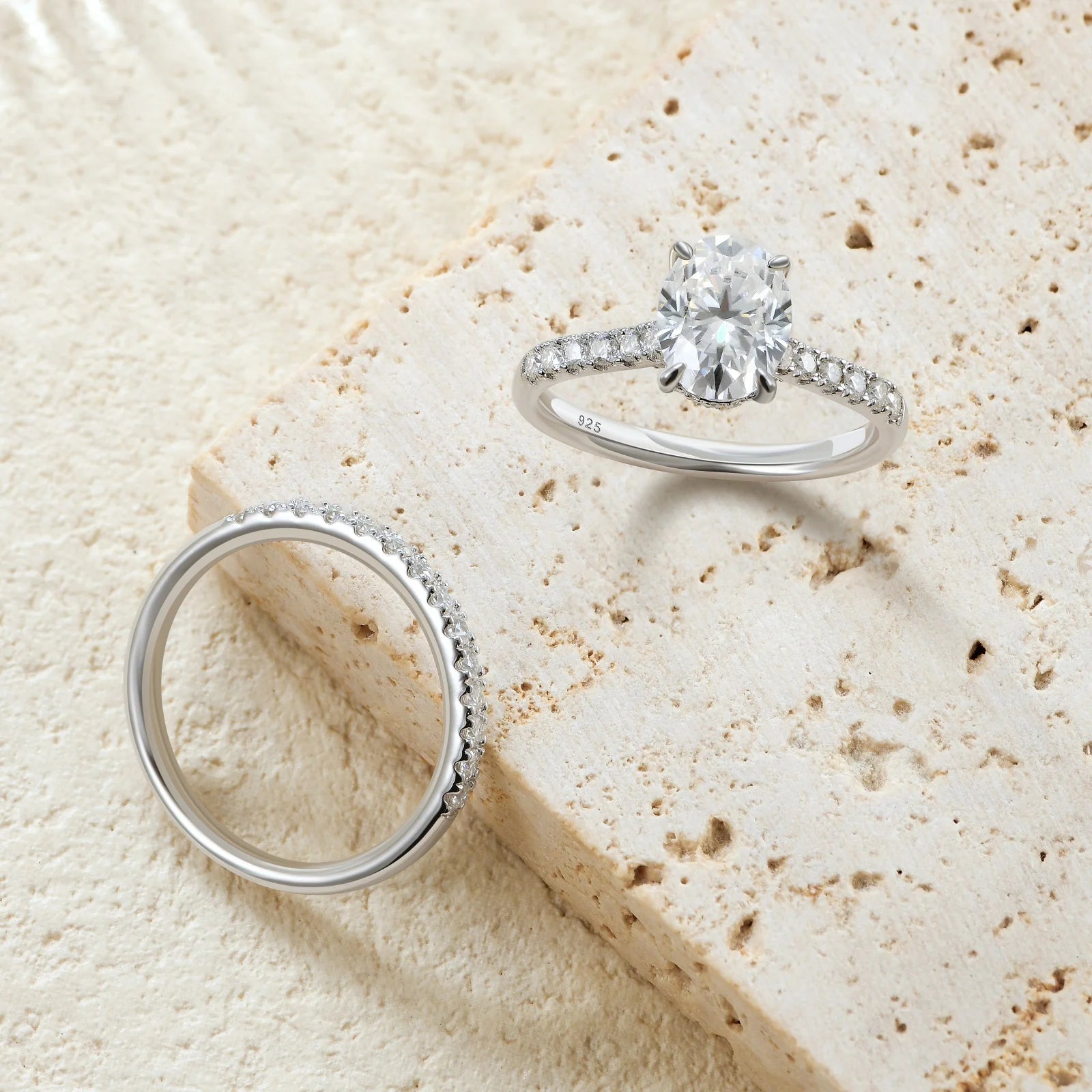 Vixonna Oval Cut Moissanite Wedding Ring Set 2ct 925 Silver D Color VVS1