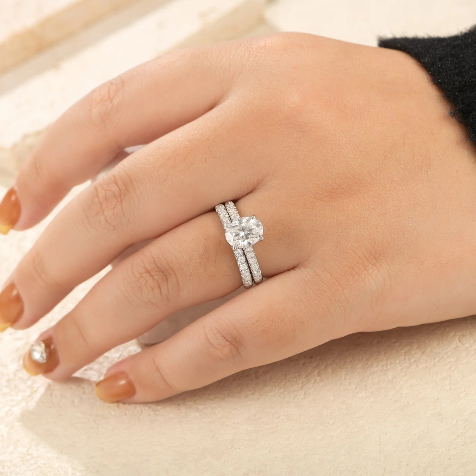 Vixonna Oval Cut Moissanite Wedding Ring Set 2ct 925 Silver D Color VVS1