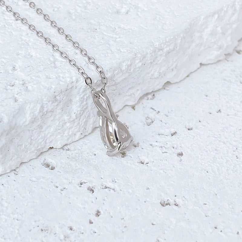Vixonna Pear Cut Moissanite Pendant Necklace 925 Silver D Color VVS1