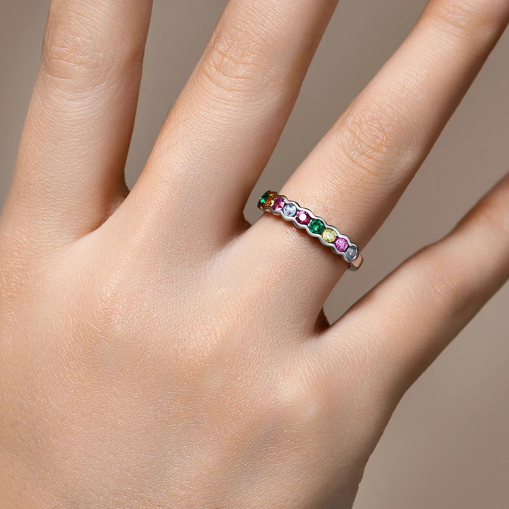 Vixonna Round Cut Corundum Ring 925 Silver 0.10 Inch