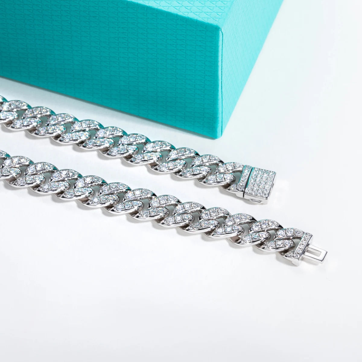 Vixonna Unisex Moissanite Cuban Chain Bracelet 925 Silver Hip Hop