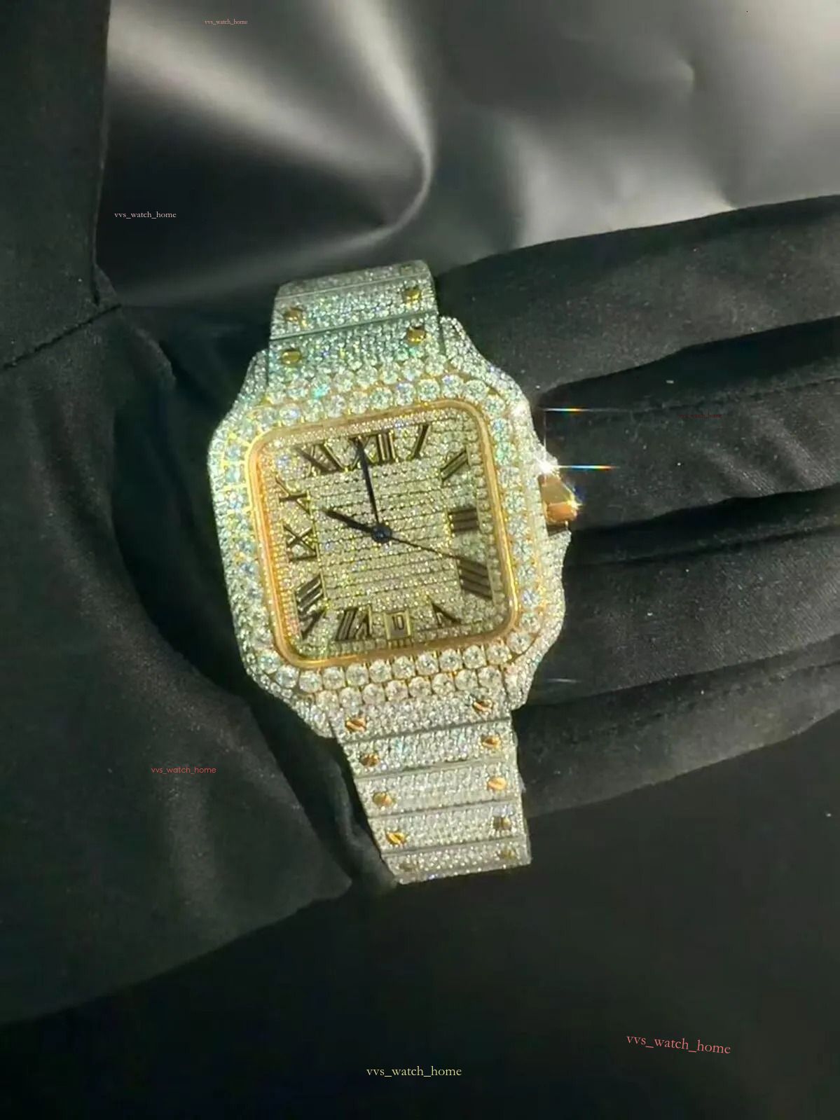 Vixonna Unisex Moissanite Iced Out Automatic Watch VVS Diamond