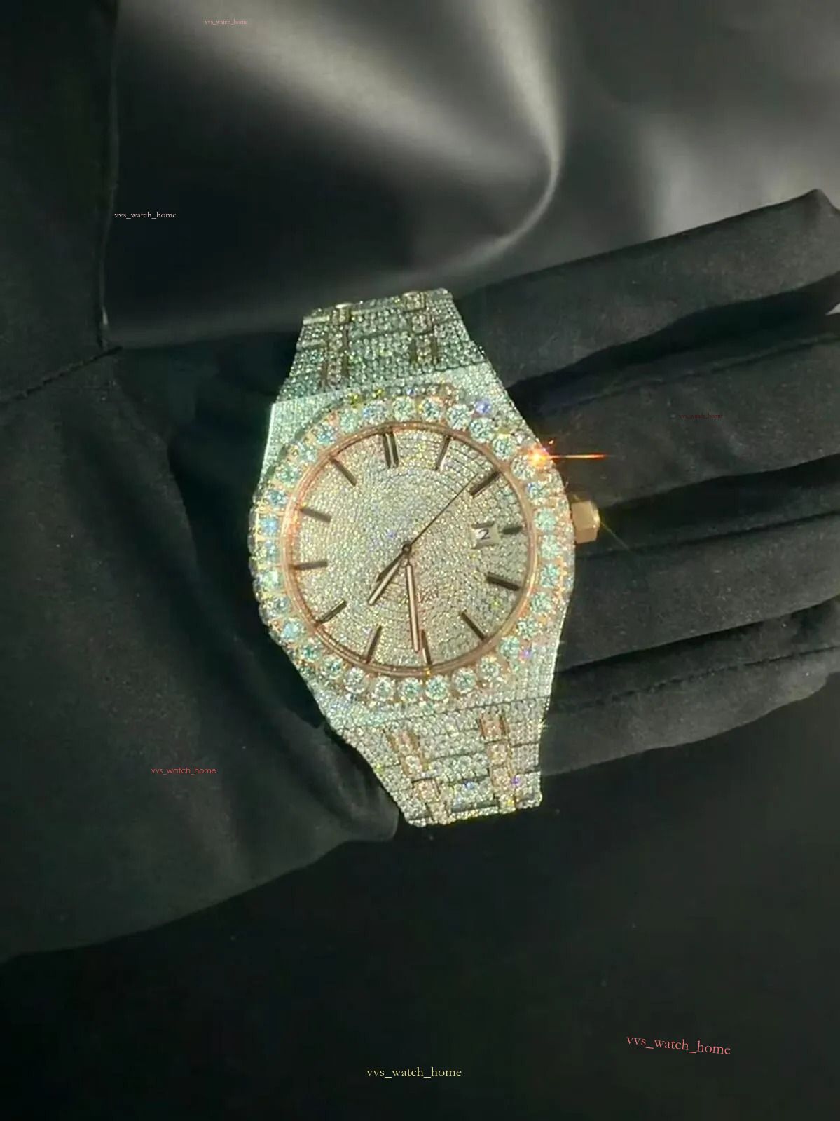 Vixonna Unisex Moissanite Iced Out Automatic Watch VVS Diamond