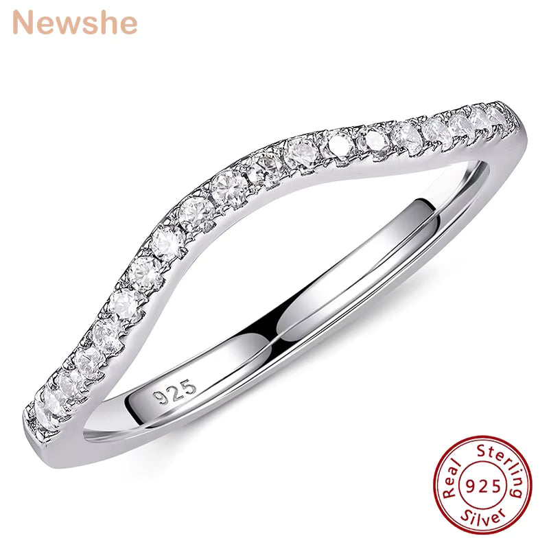 Vixonna Women's Curved Moissanite Stacking Eternity Ring Band 925 Silver D Color VVS1