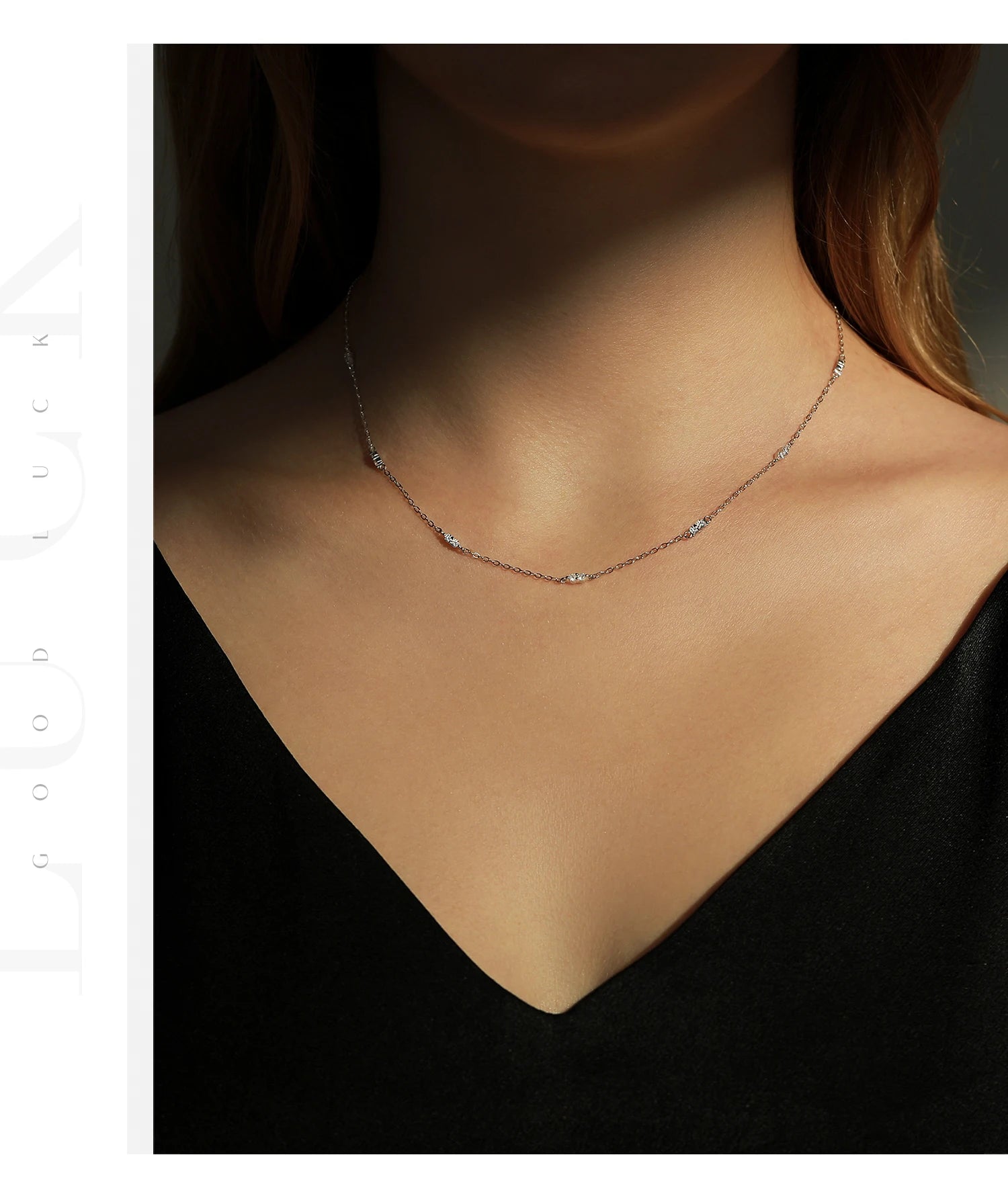 Vixonna Women's CZ Charm Choker Necklace 925 Silver White Gold