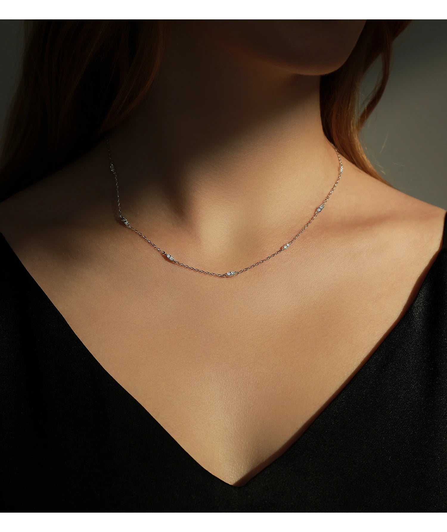 Vixonna Women's CZ Charm Choker Necklace 925 Silver White Gold
