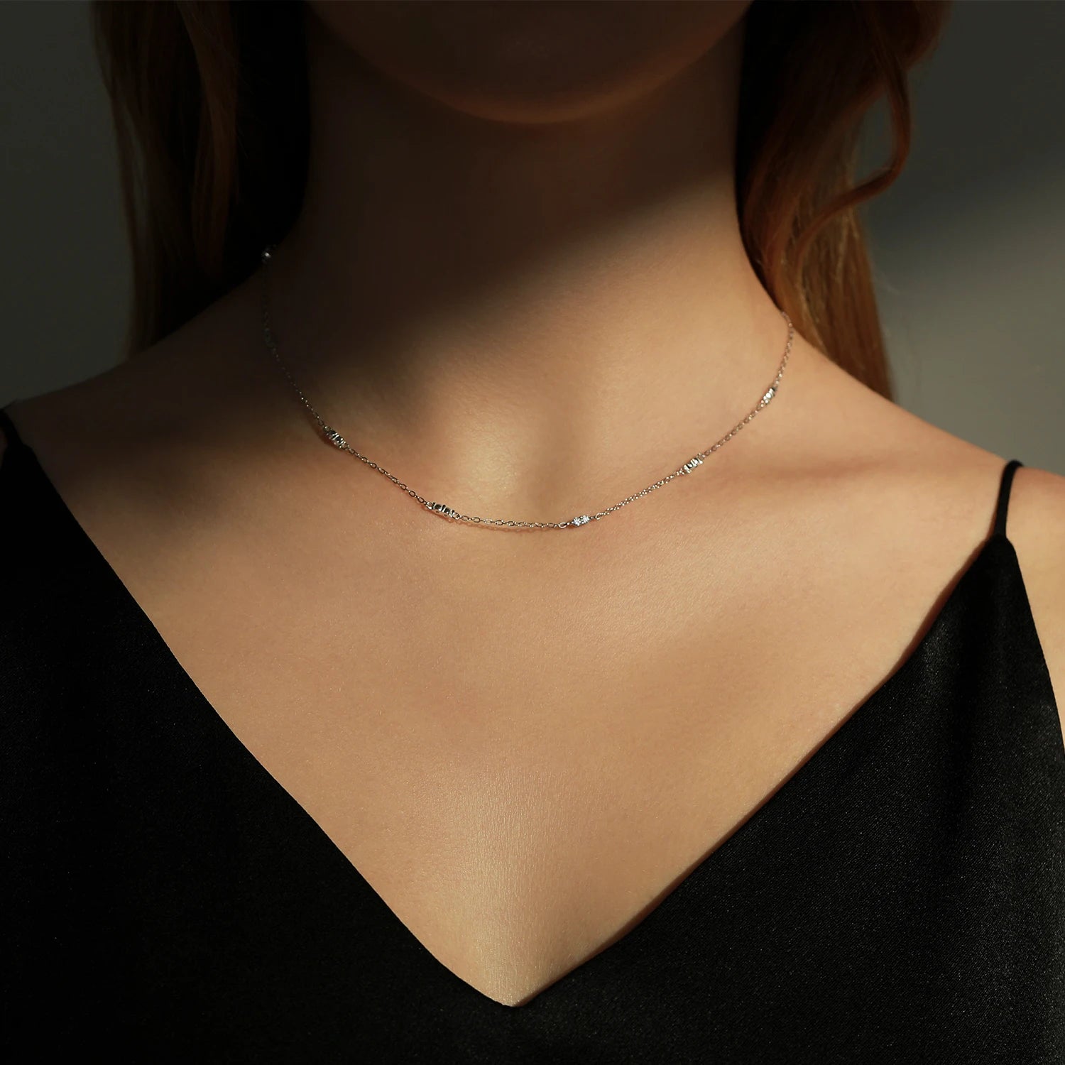 Vixonna Women's CZ Charm Choker Necklace 925 Silver White Gold