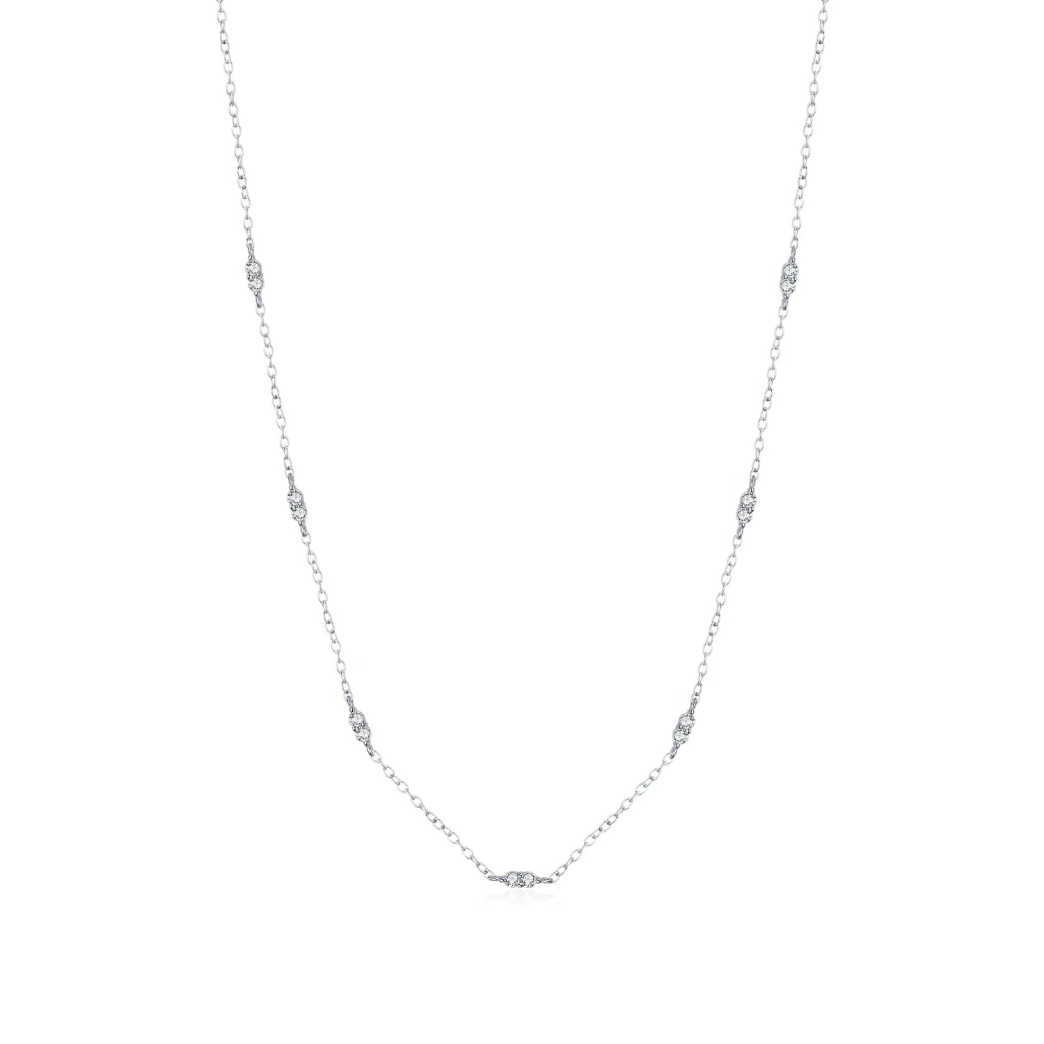 Vixonna Women's CZ Charm Choker Necklace 925 Silver White Gold