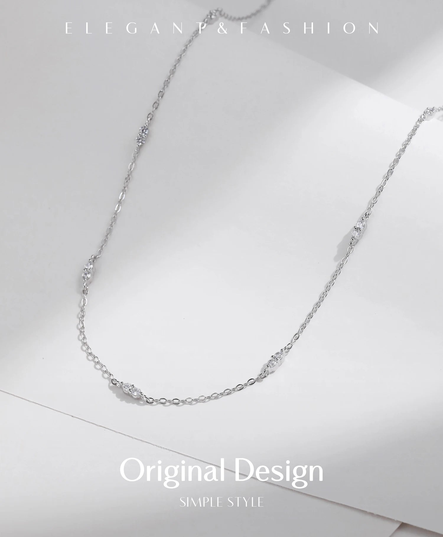 Vixonna Women's CZ Charm Choker Necklace 925 Silver White Gold