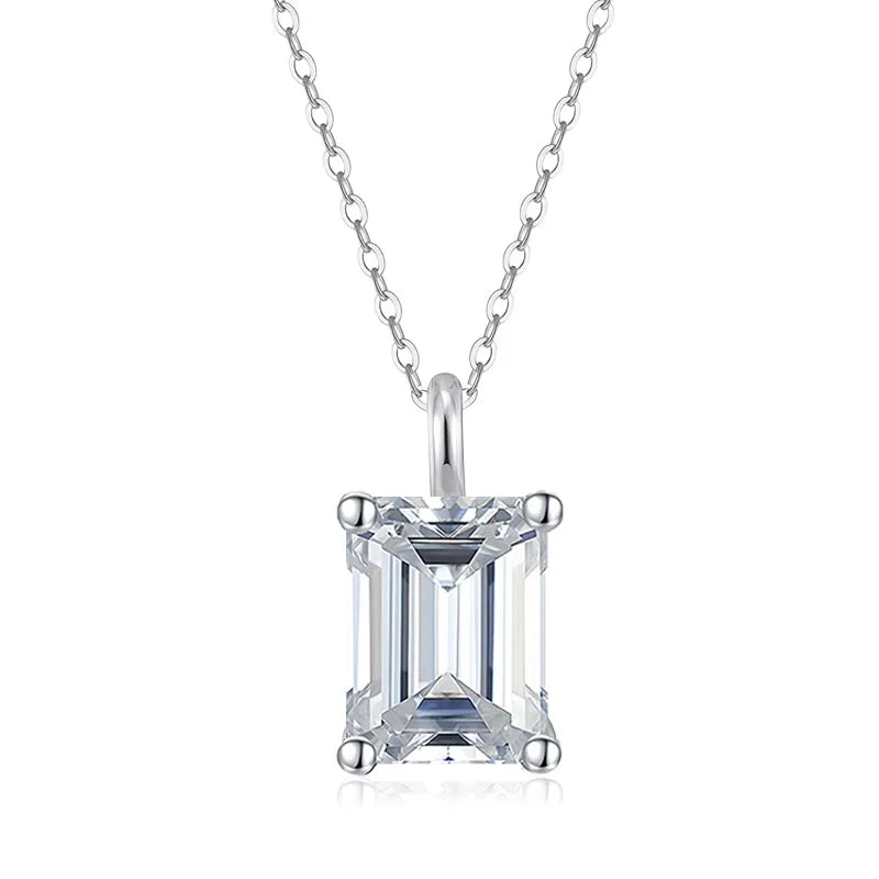 Vixonna Women's Emerald Cut Moissanite Pendant Necklace 925 Silver D Color VVS1