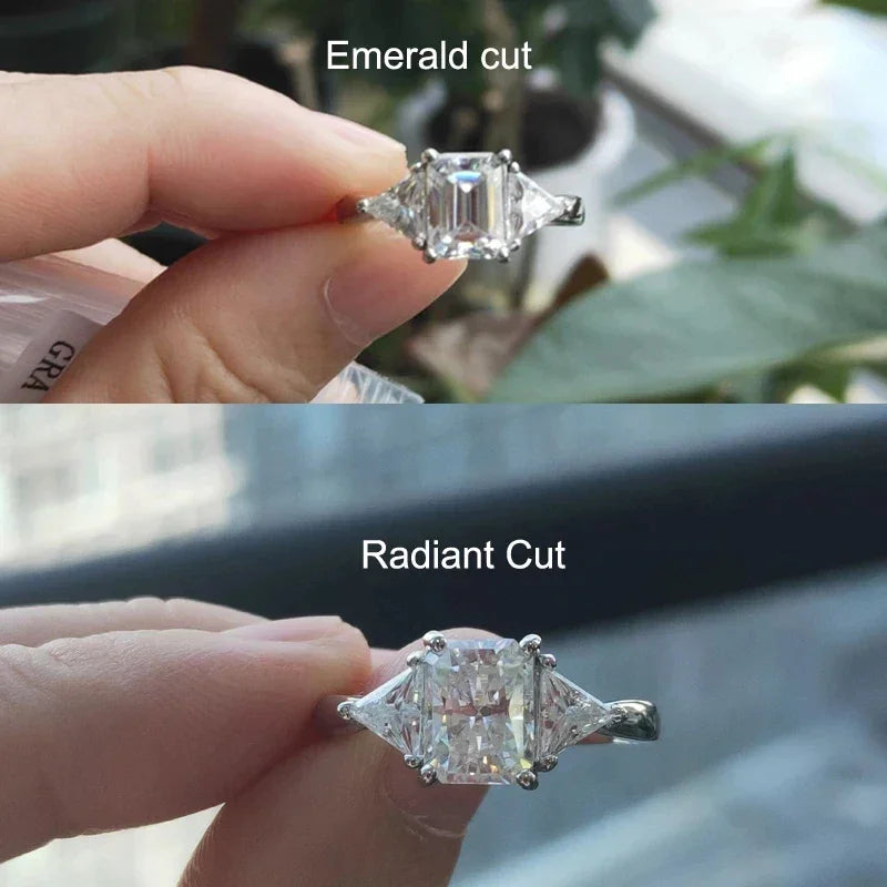 Vixonna Women's Emerald Cut Moissanite Wedding Ring 3ct D Color 925 Silver