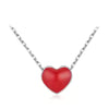 Vixonna Women's Enamel Hearts Pendant Necklace 925 Silver Link Chain