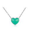 Vixonna Women's Enamel Hearts Pendant Necklace 925 Silver Link Chain
