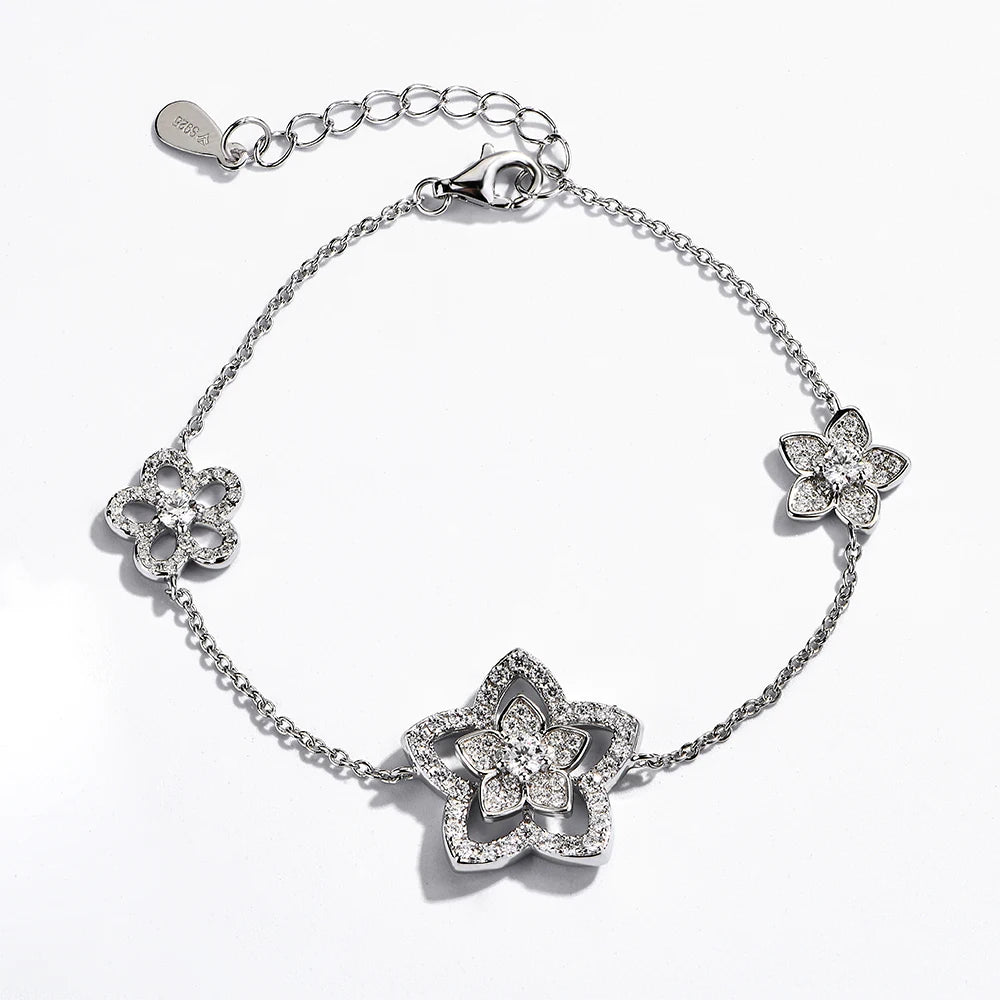 Vixonna Women's Full Moissanite Bracelet 925 Silver D Color VVS1