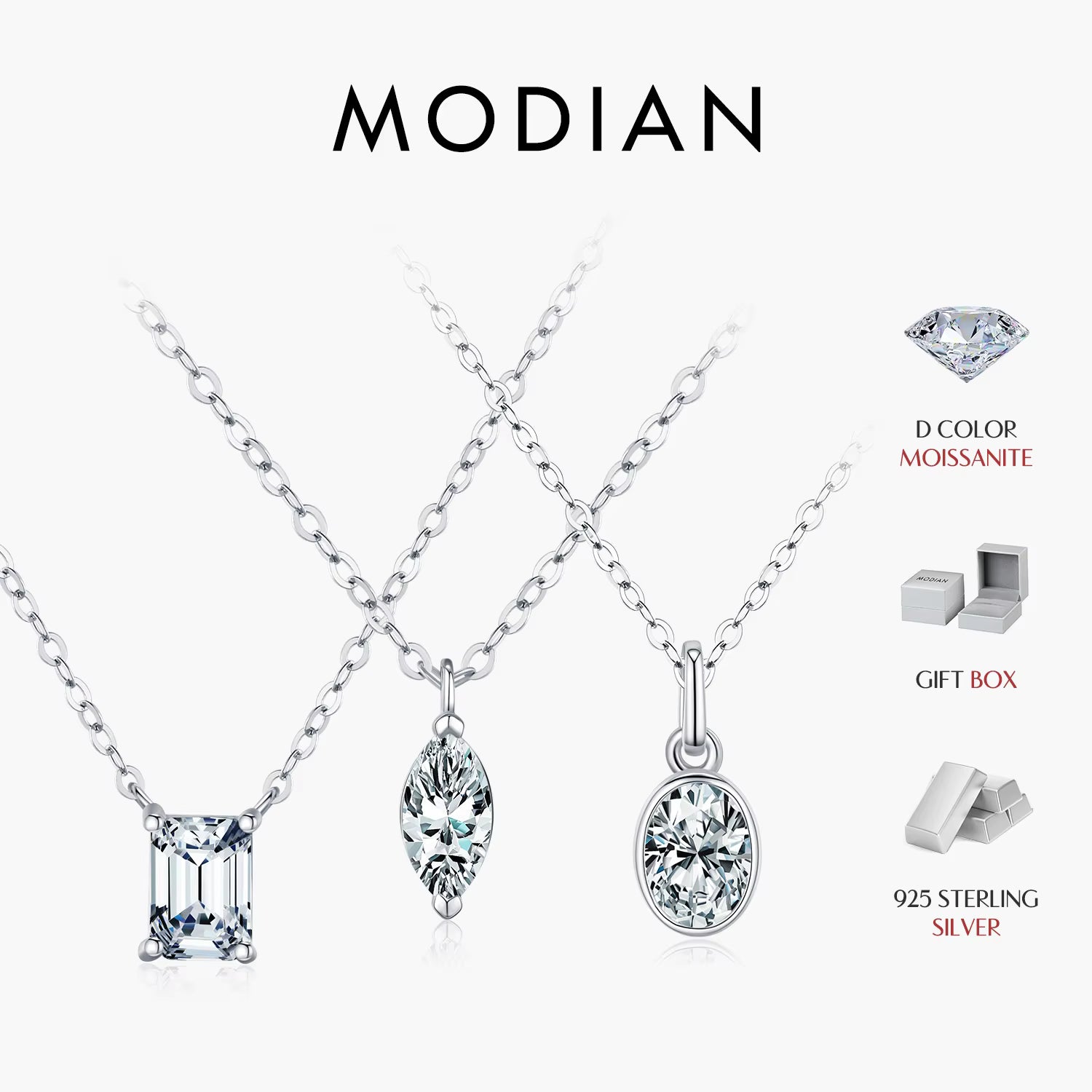 Vixonna Women's Geometric Moissanite Pendant Necklace 925 Silver D Color