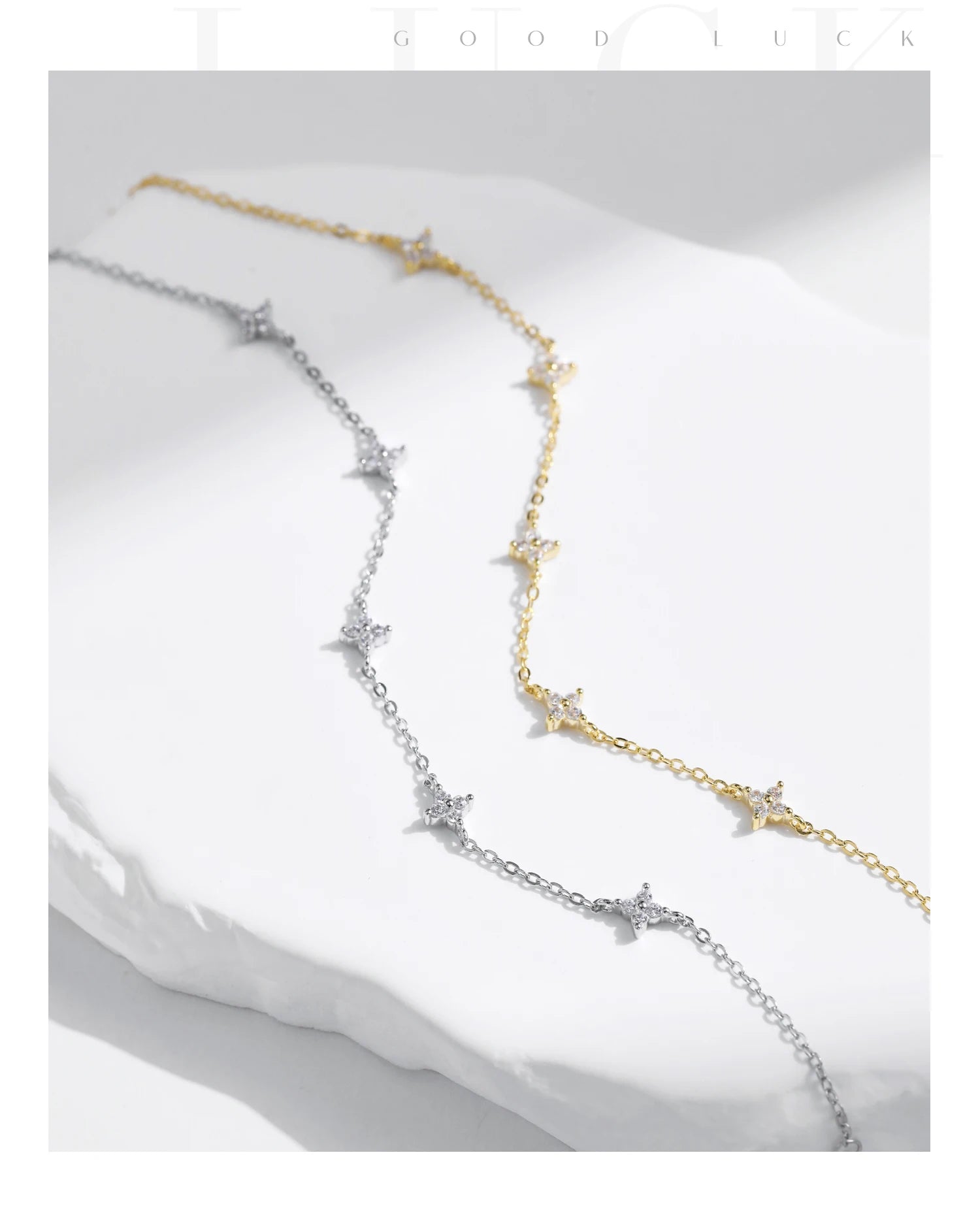 Vixonna Women's Mini Flowers CZ Link Chain Bracelet 925 Silver