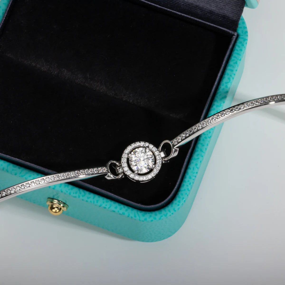 Vixonna Women's Moissanite Adjustable Bangle Bracelet 925 Silver 1ct D Color