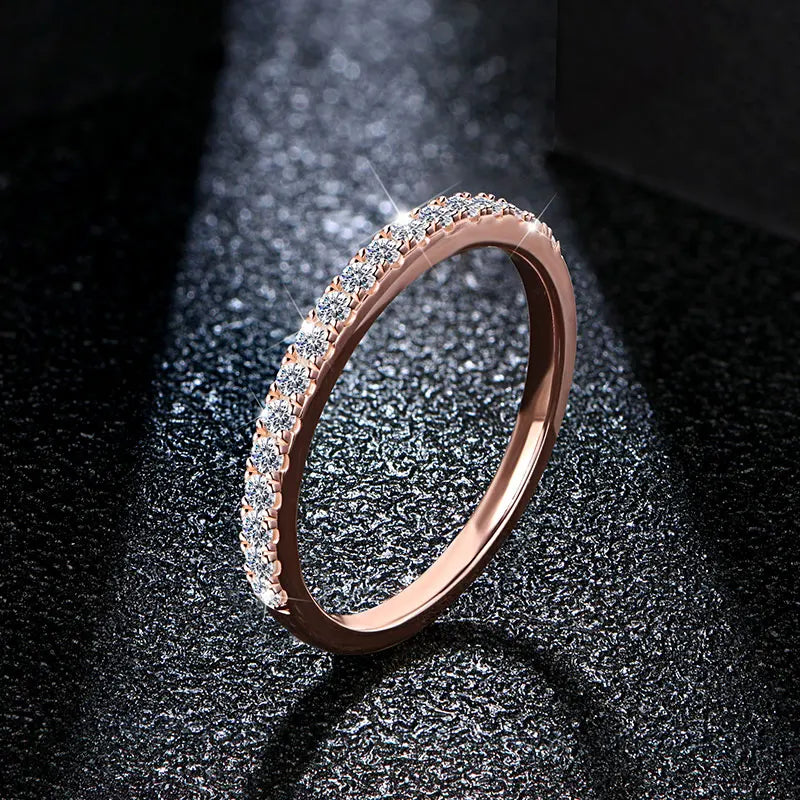 Vixonna Women's Moissanite Band Ring 925 Silver D Color VVS1 Round