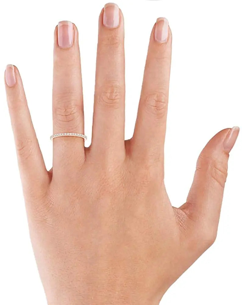 Vixonna Women's Moissanite Band Ring 925 Silver D Color VVS1 Round