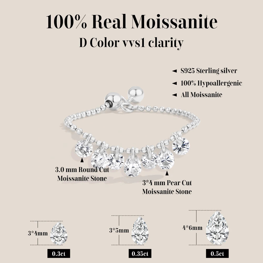 Vixonna Women's Moissanite Beaded Bracelet 925 Silver D Color VVS1
