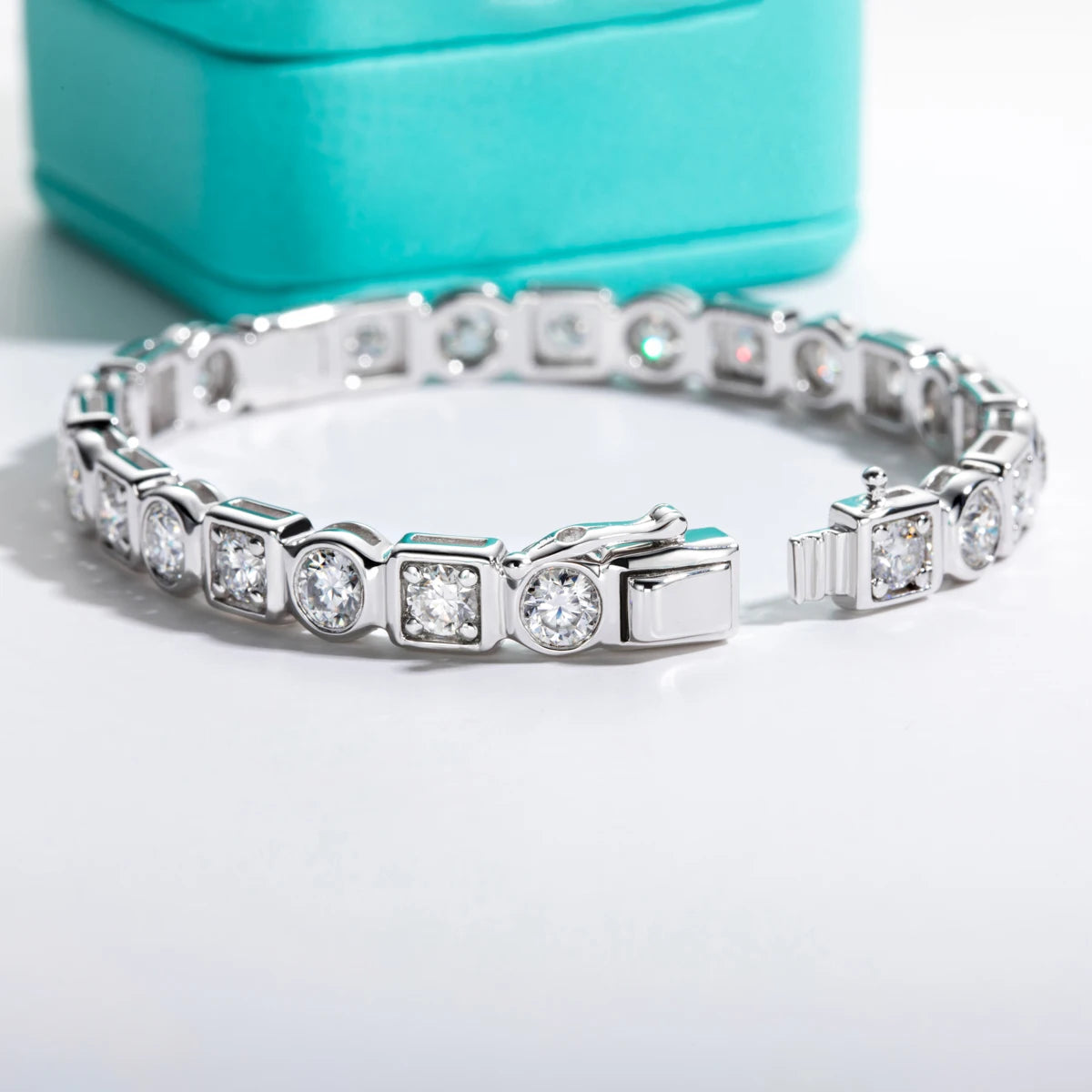 Vixonna Women's Moissanite Bezel Bangle Bracelet 925 Silver D Color