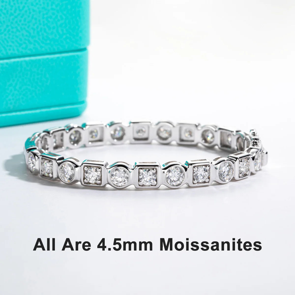 Vixonna Women's Moissanite Bezel Bangle Bracelet 925 Silver D Color