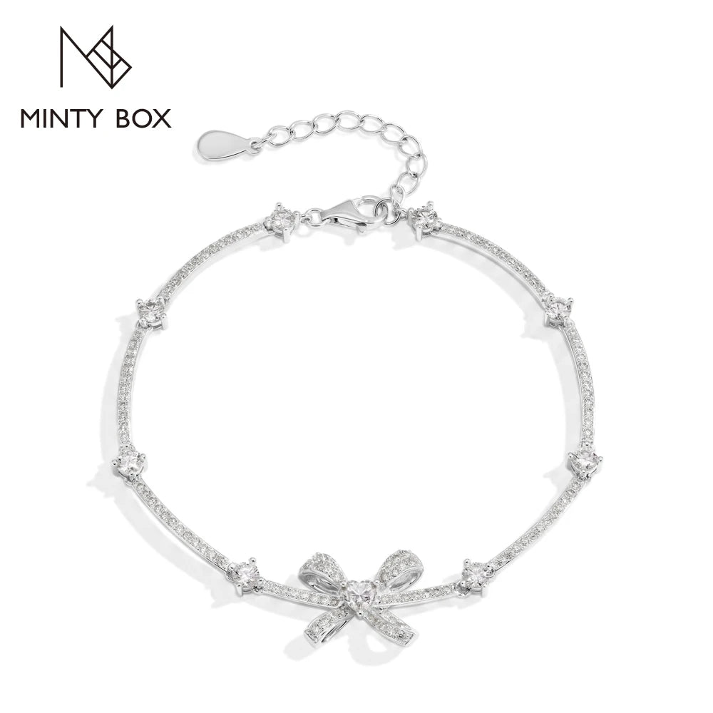 Vixonna Women's Moissanite Bow Bracelet 925 Silver D Color VVS1
