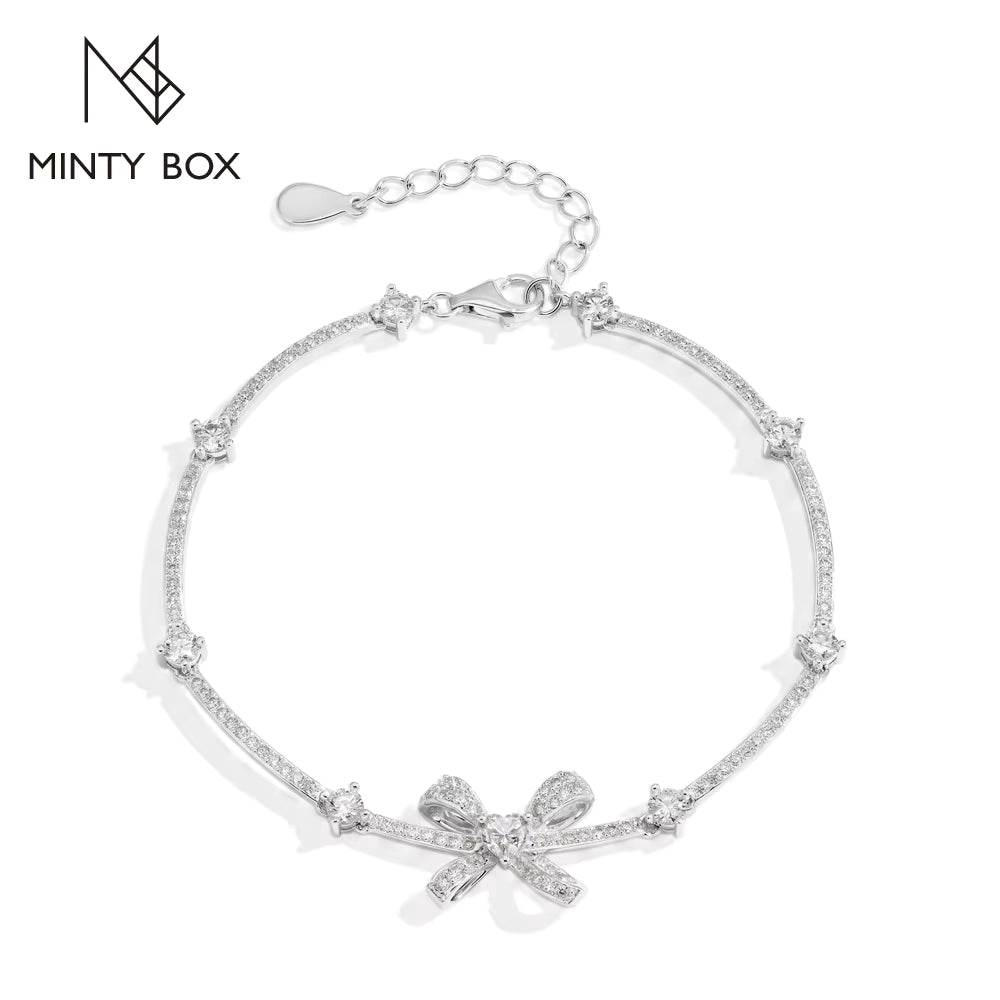 Vixonna Women's Moissanite Bow Bracelet 925 Silver D Color VVS1
