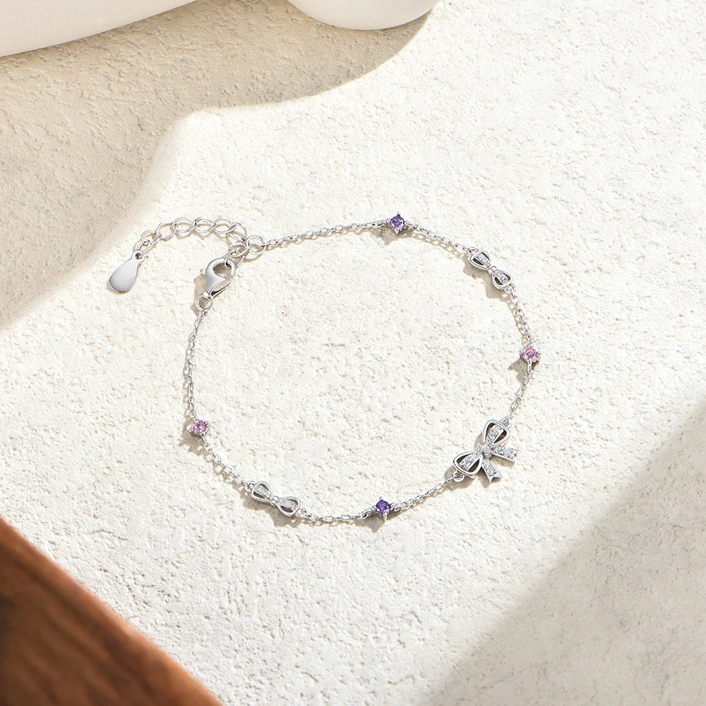 Vixonna Women's Moissanite Bow Bracelet 925 Silver D Color VVS1
