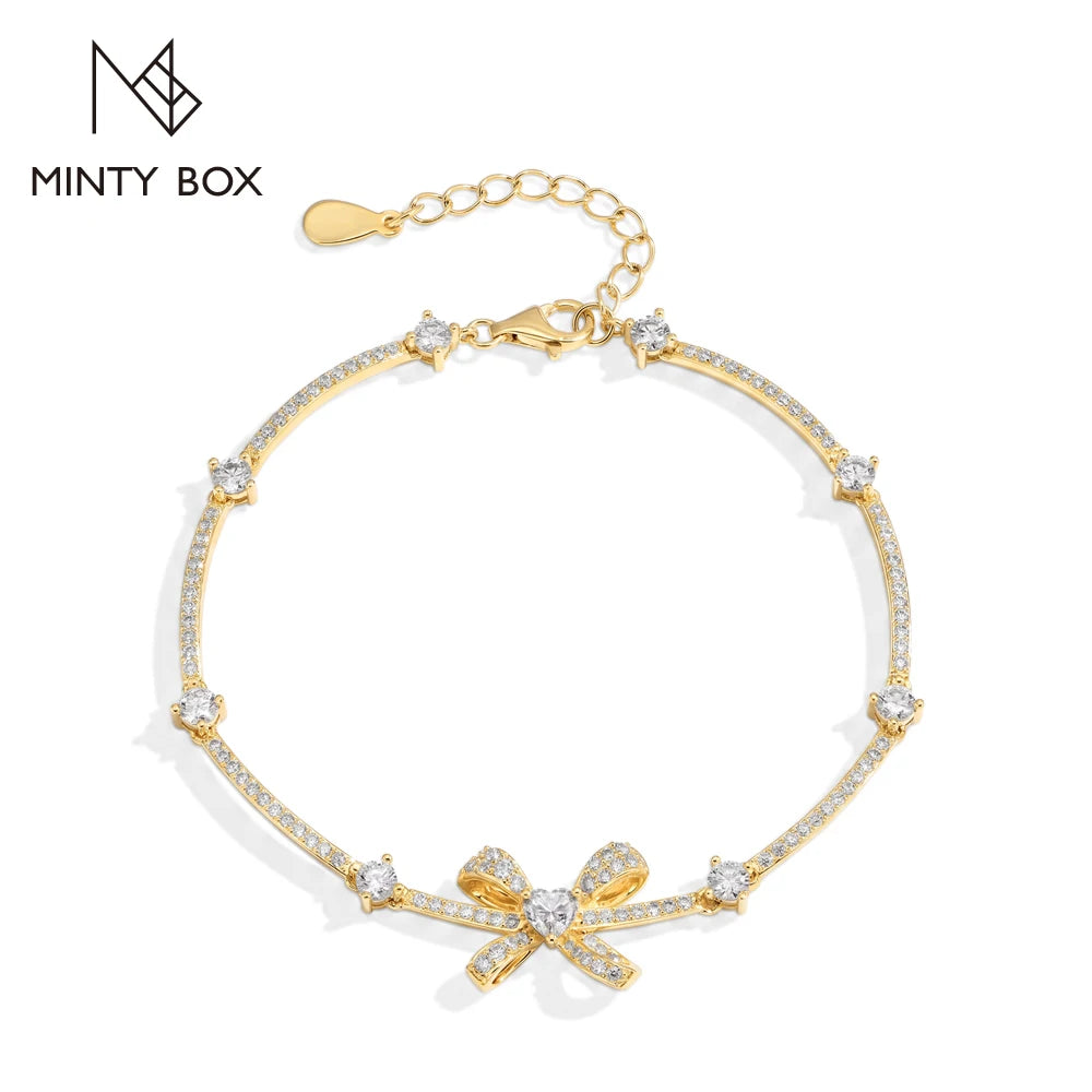 Vixonna Women's Moissanite Bow Bracelet 925 Silver D Color VVS1