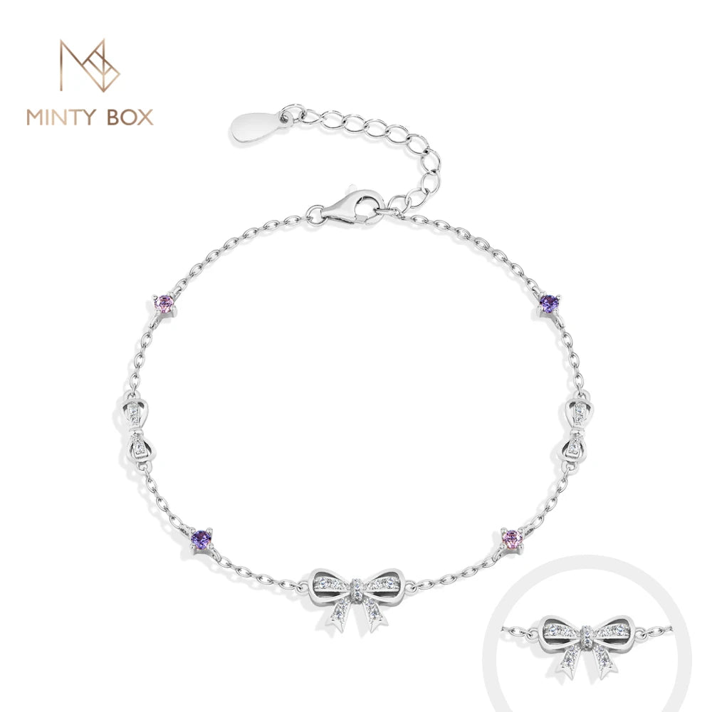 Vixonna Women's Moissanite Bow Bracelet 925 Silver D Color VVS1