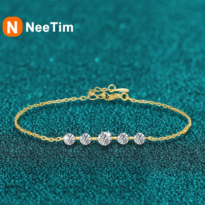 Vixonna Women's Moissanite Bracelet 925 Silver D Color VVS1 Round