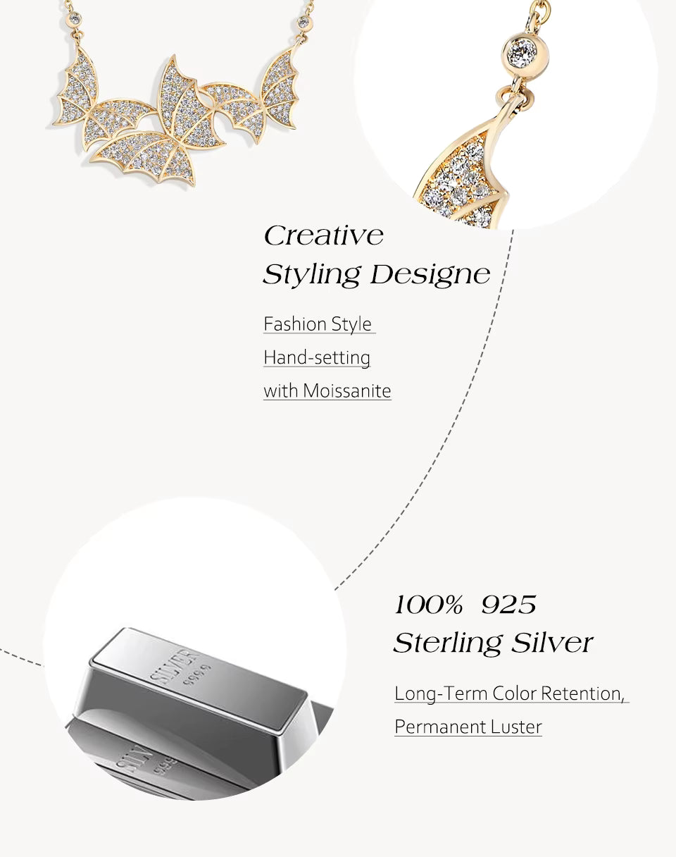 Vixonna Women's Moissanite Butterfly Necklace 925 Silver D Color VVS1