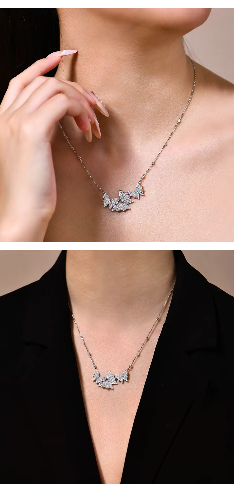Vixonna Women's Moissanite Butterfly Necklace 925 Silver D Color VVS1