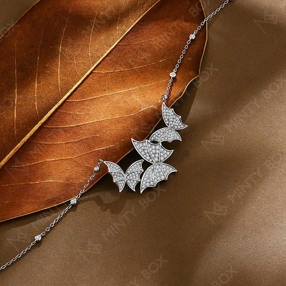 Vixonna Women's Moissanite Butterfly Necklace 925 Silver D Color VVS1