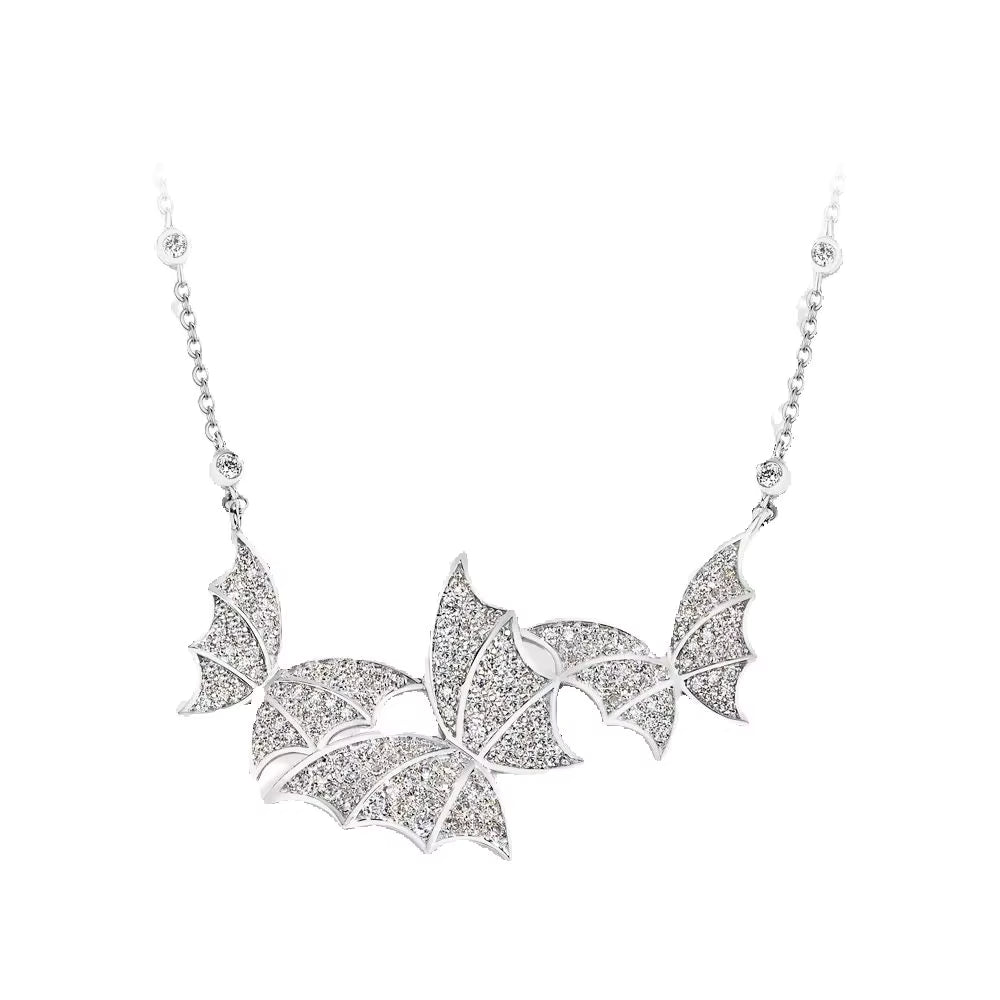 Vixonna Women's Moissanite Butterfly Necklace 925 Silver D Color VVS1