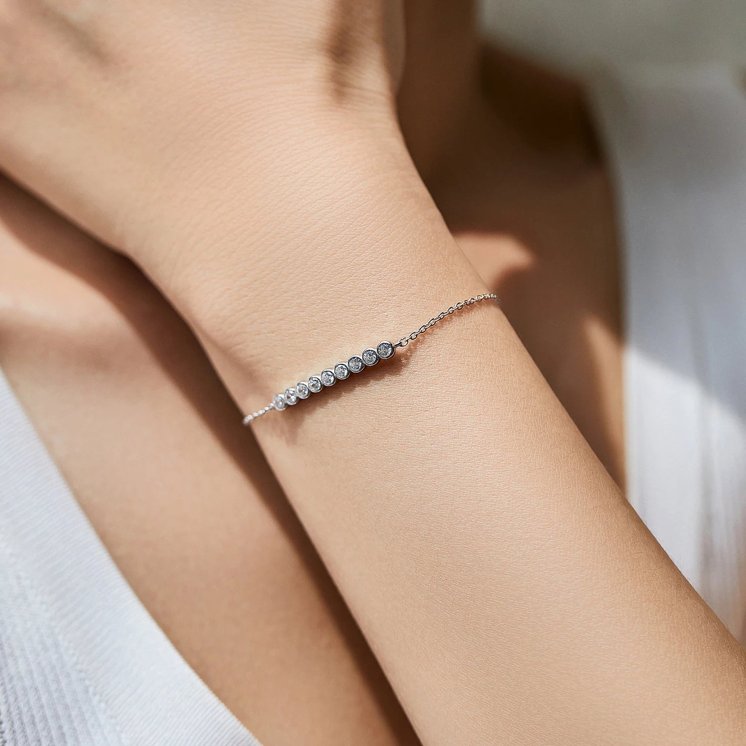 Vixonna Women's Moissanite Chain Link Bracelet 925 Silver D Color VVS1