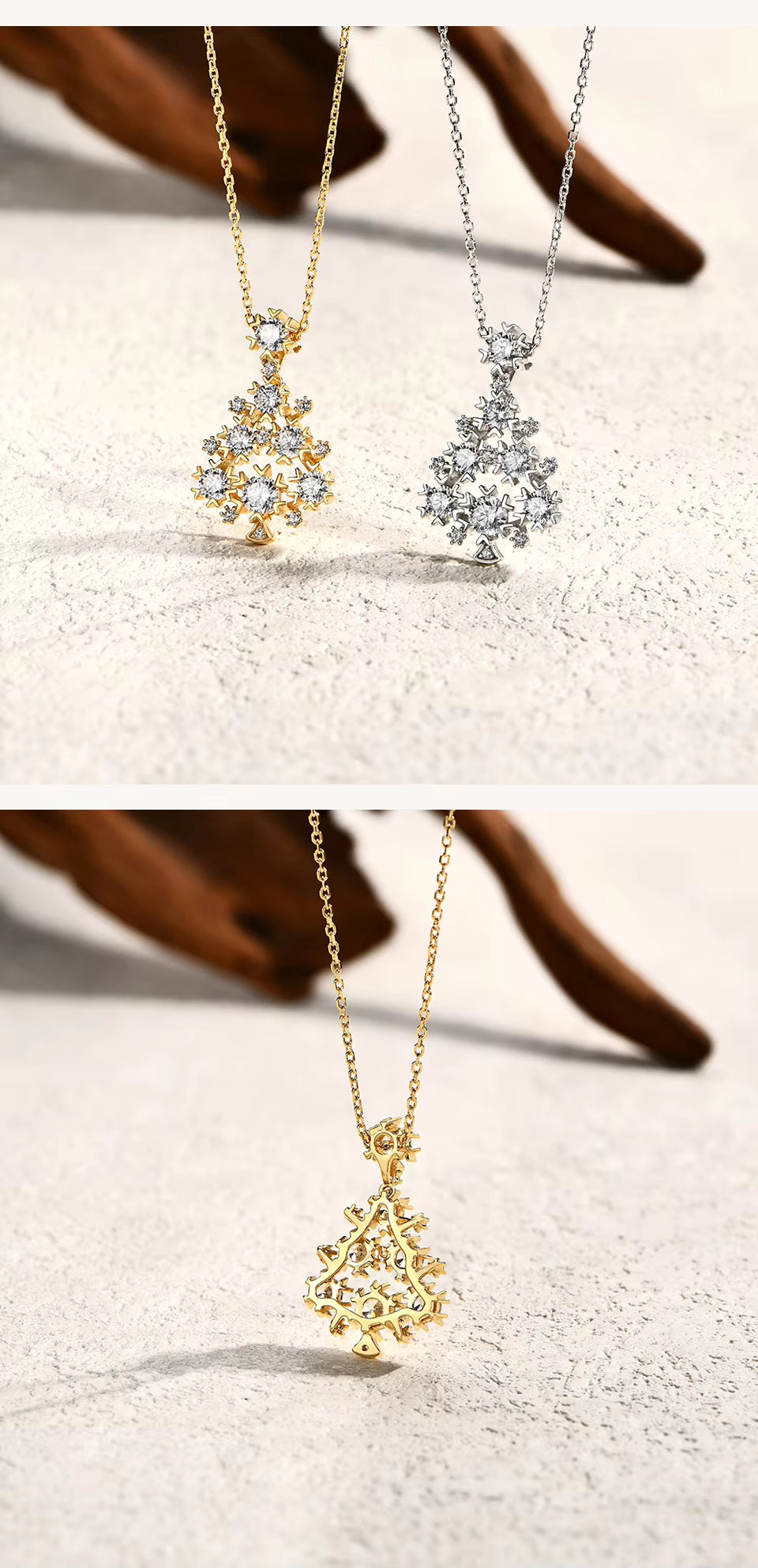 Vixonna Women's Moissanite Christmas Tree Pendant Necklace 925 Silver D Color