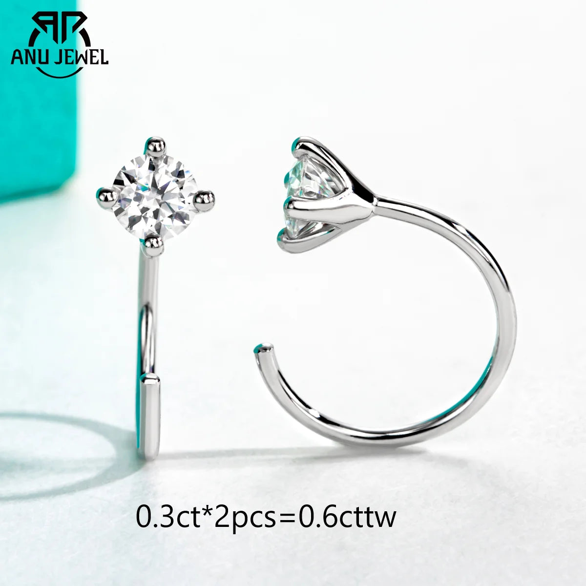 Vixonna Women's Moissanite Classic Hoop Earrings 925 Silver D Color 4mm