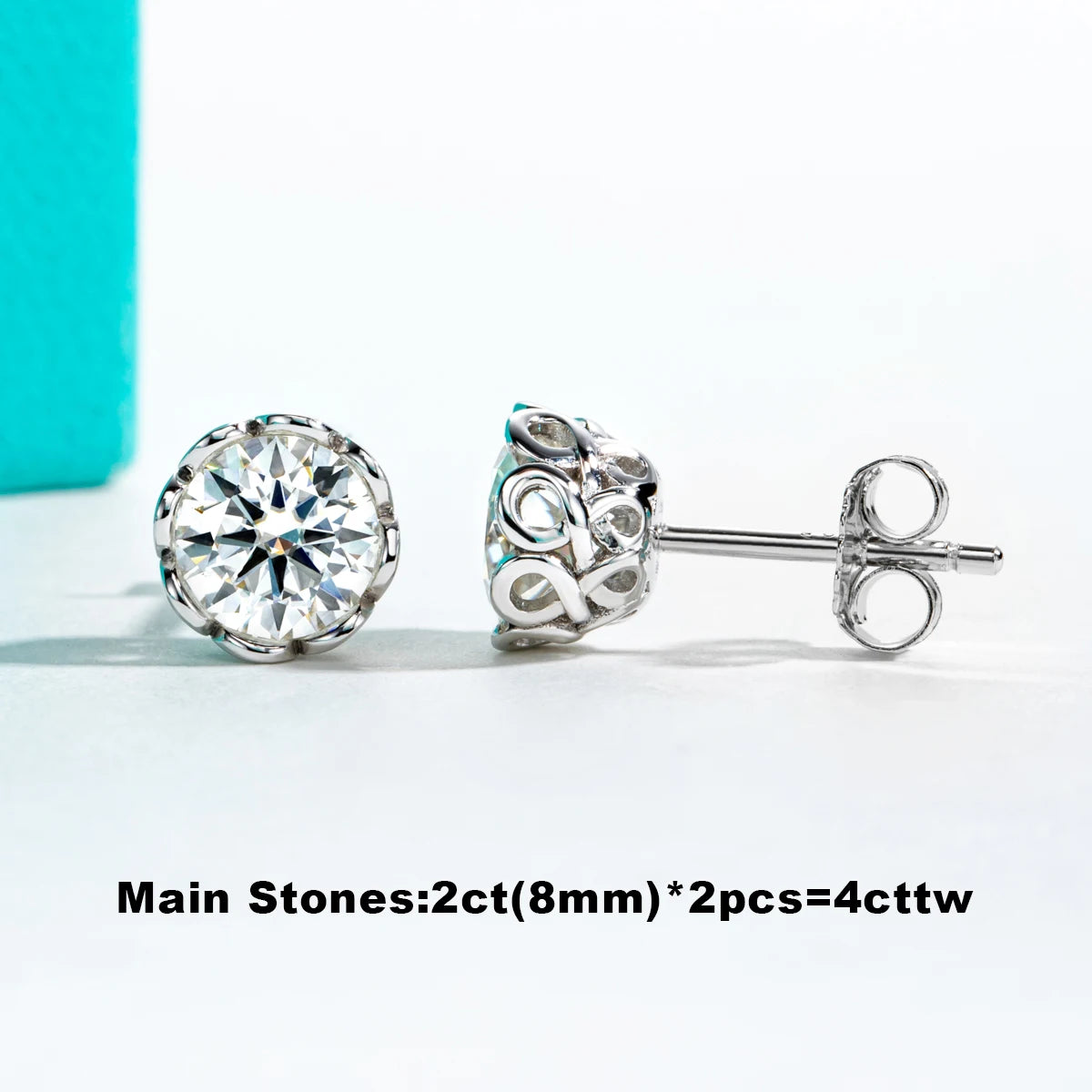 Vixonna Women's Moissanite Classic Stud Earrings 925 Silver D Color VVS1