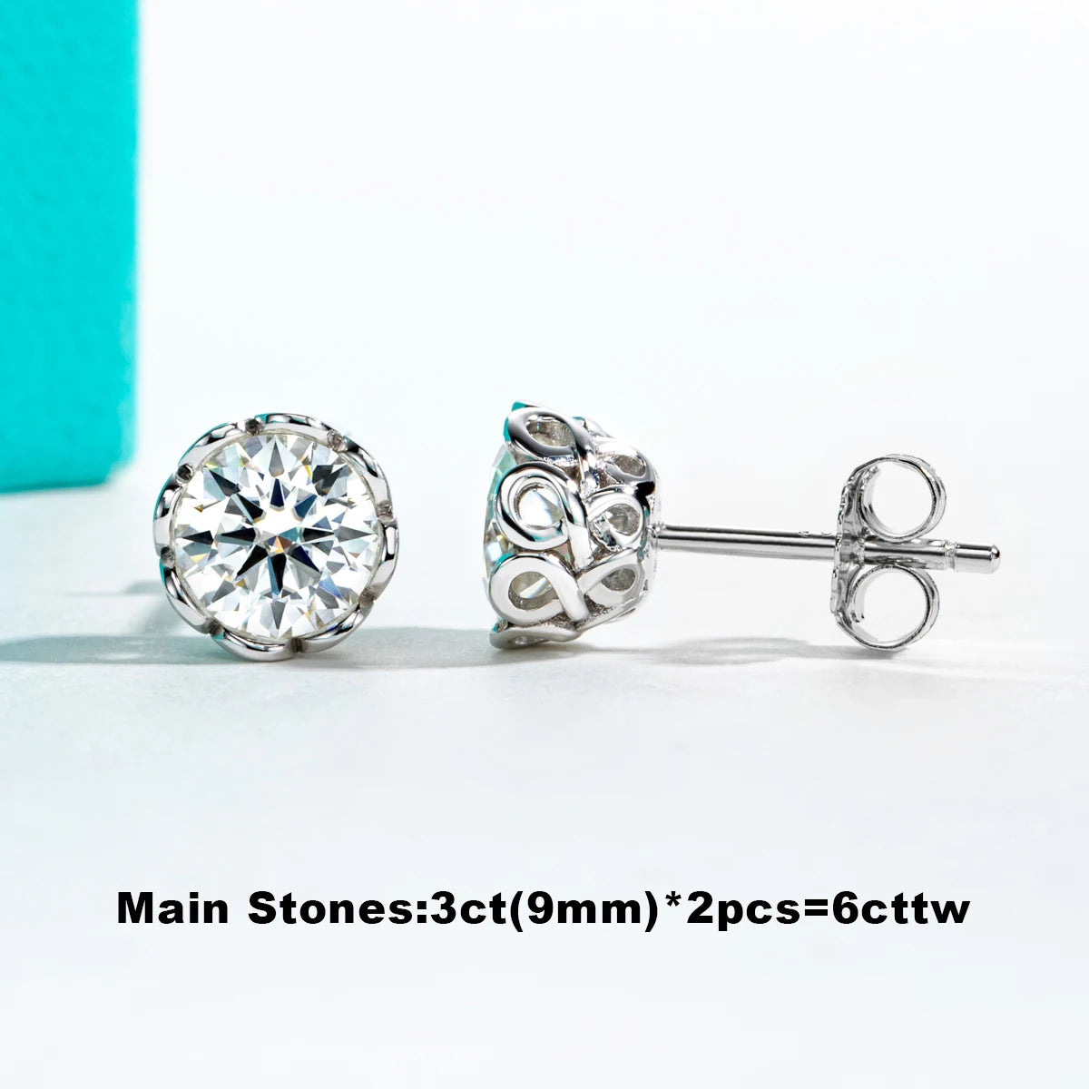 Vixonna Women's Moissanite Classic Stud Earrings 925 Silver D Color VVS1